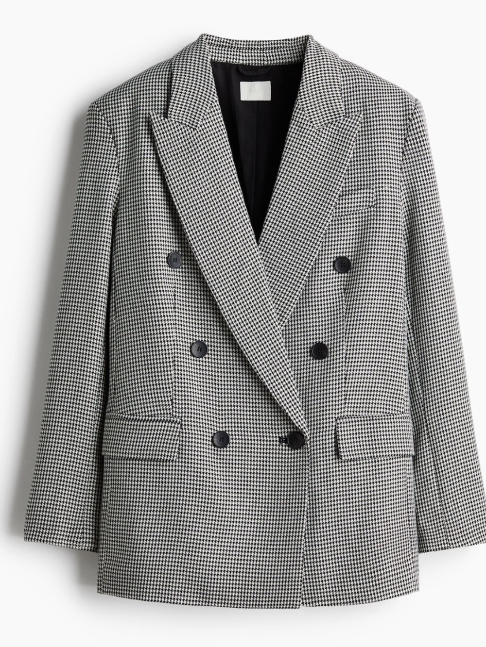 H&M Women’s Houndstooth Oversized Double Breasted Blazer size XL